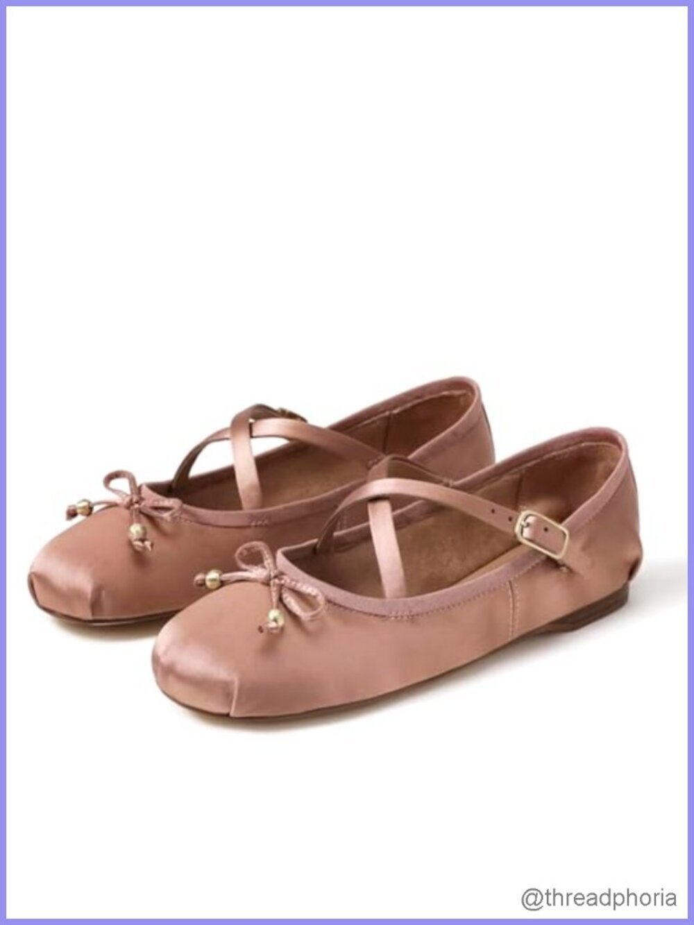 Satin Ballet Flats with Bow, Mary Jane Strap, Memory Foam Cushioned